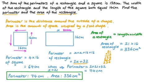 Question Video Finding The Area And The Perimeter Of A Rectangle Given