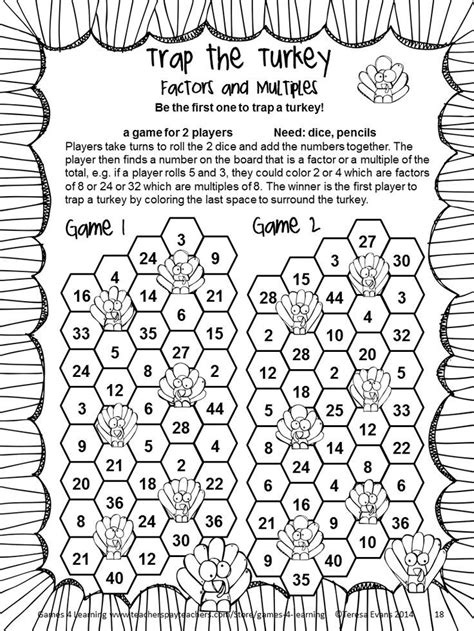 Posted on jan 12, 2015. NO PREP Thanksgiving Math Games Fourth Grade with Turkeys ...