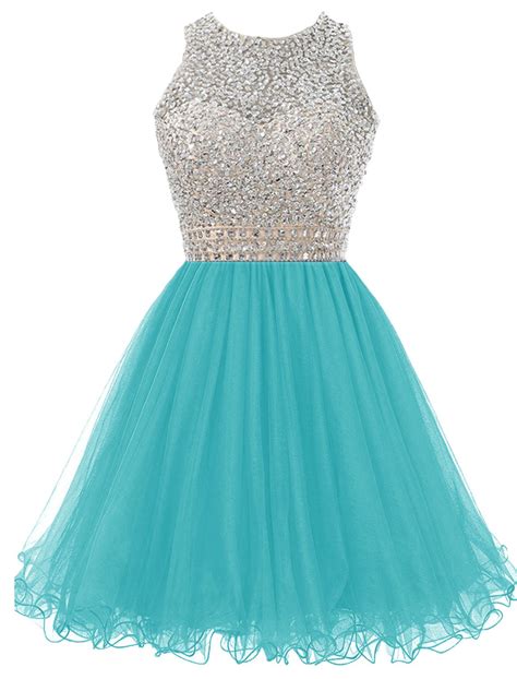 Dys Womens Beaded Homecoming Dress For Juniors Tulle Short Prom Dress