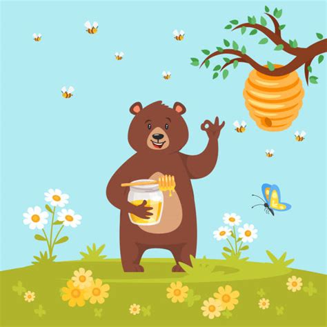 Royalty Free Bear Eating Honey Clip Art Vector Images And Illustrations Istock