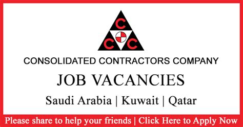 Consolidated Contractors Company Job Vacancies Saudi Arabia Kuwait