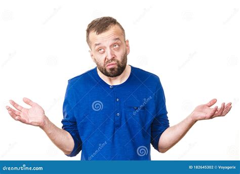 Confused Man Does Not Know Stock Photo Image Of Gesturing 182645302