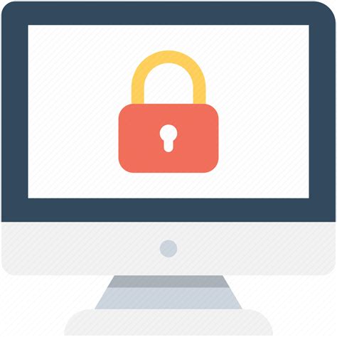 Computer Security Lcd Lock Lock Screen Monitor Icon Download On
