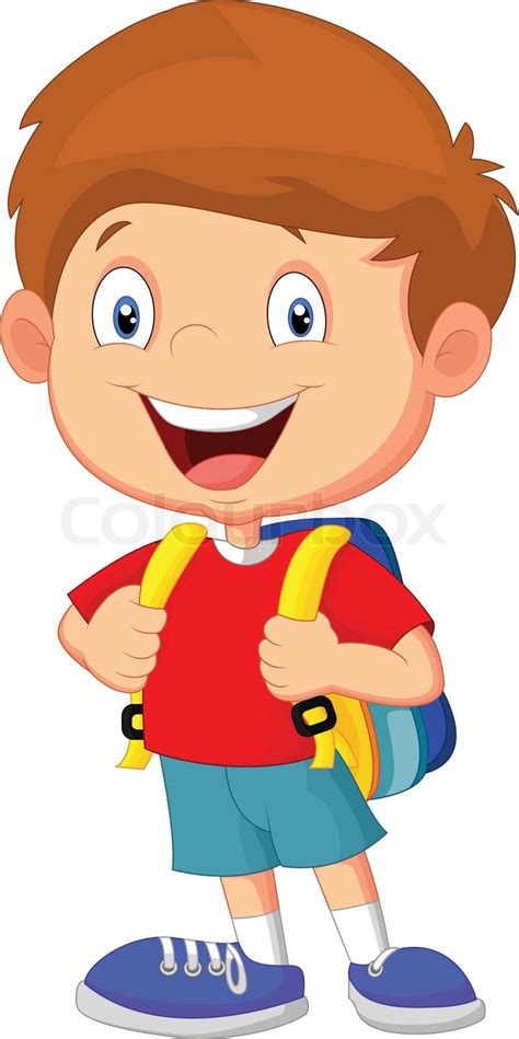 Boy Cartoon With Backpacks Stock Vector Colourbox