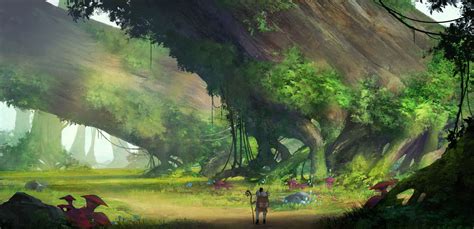 Huge Trees In Forest Jung Yeoll Kim Environment Concept Art Fantasy