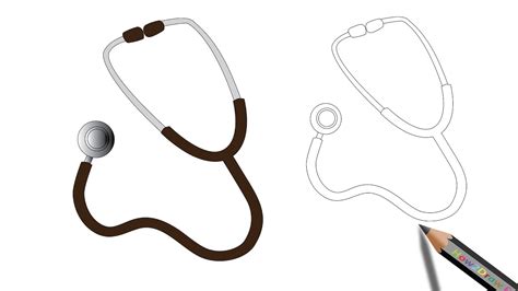 How To Draw A Stethoscope Doctor Stethoscope Drawing Easy Coloring Page YouTube