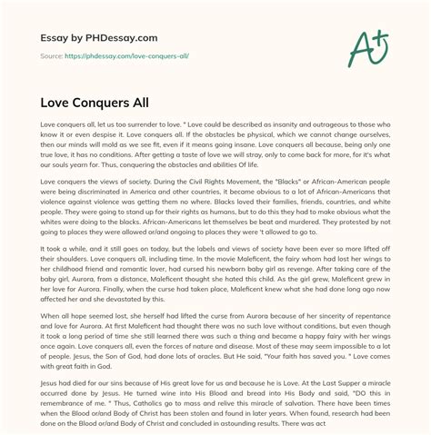 Love Conquers All Essay Speech Example
