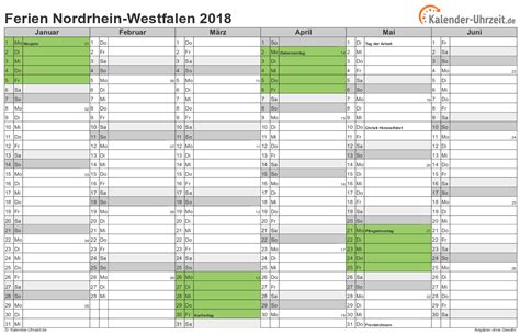 Laden sie die kalender mit feiertagen 2021 zum ausdrucken. Ferien Nordrhein-Westfalen 2018 - Ferienkalender zum ...