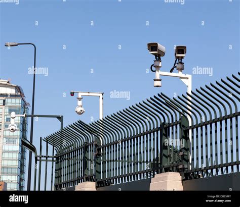 Multiple Cctv Security Cameras On The Perimeter Of The Mi6 Building At