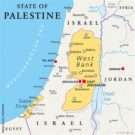 Vettoriale Stock State Of Palestine With Designated Capital East