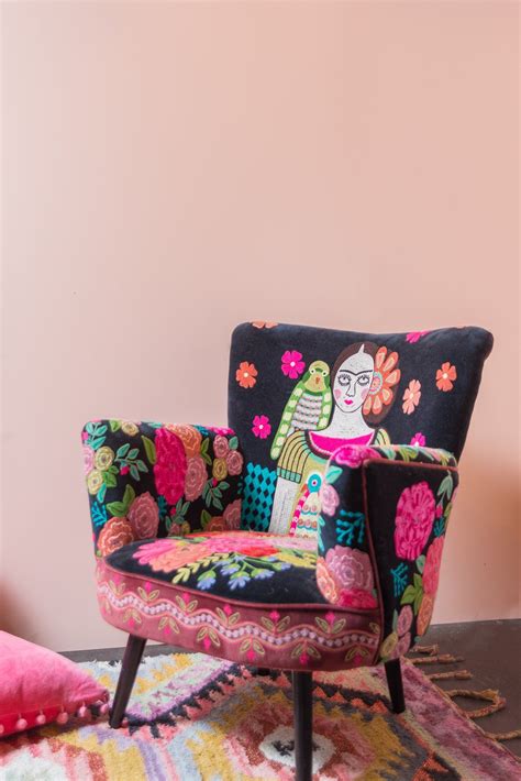 Luxury crushed velvet fabric tub chair armchair home cafe lounge bedroom sofa uk. Frida Kahlo Embroidered Velvet Armchair in 2020 | Velvet ...