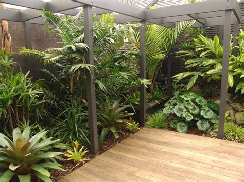 Many garden owners also put the garbage can or compost bin in the corner. tropical corner | Jardines tropicales, Diseño de jardin ...