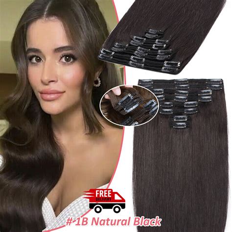 Thick Double Weft Clip In Remy Human Hair Extensions Full Head Balayage