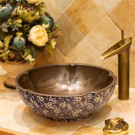 Europe Vintage Style Ceramic Art Basin Sinks Counter Top Wash Basin
