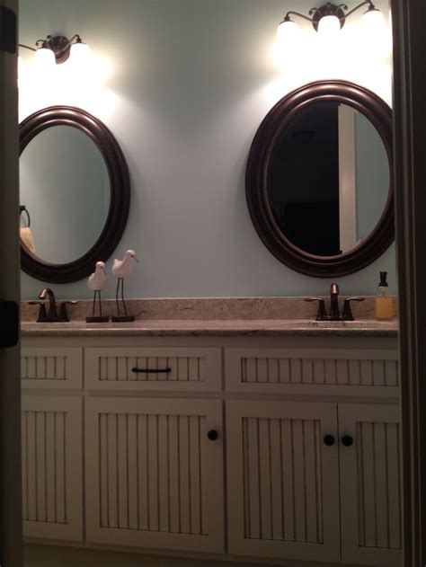 The beads are 1/ in on center. Guest bathroom Beadboard cabinets | Beadboard bathroom ...