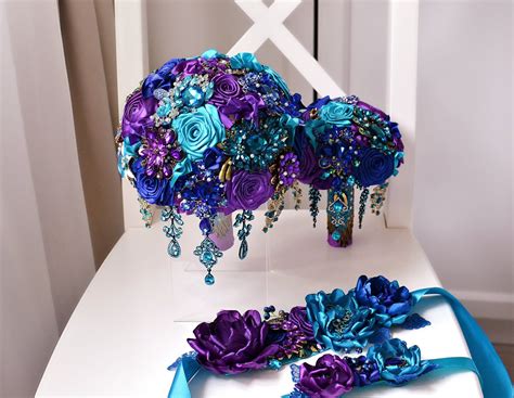 Maybe you would like to learn more about one of these? Peacock Wedding Jewelry Bouquet Purple Blue Turquoise ...