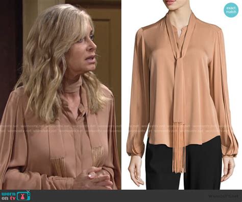 Wornontv Ashleys Nude Tie Neck Blouse On The Young And The Restless