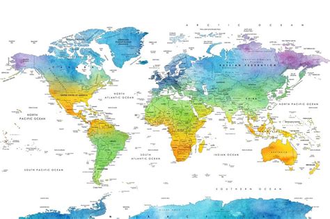 Planisphère À Imprimer Avec Nom Des Pays Carte du monde a imprimer Carte du monde deco