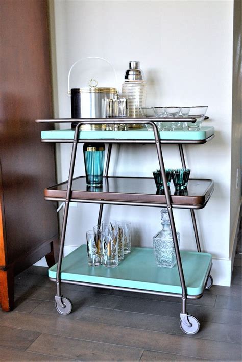 Both the trays remove for serving. Mid Century Modern Bar Cart | 3 Tiered Metal Cart | Retro ...