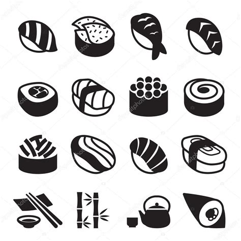 Sushi Icons Set Vector Illustration — Stock Vector © Slalomop 99281232