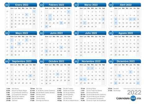 Calendario 2022 Mexico Oficial