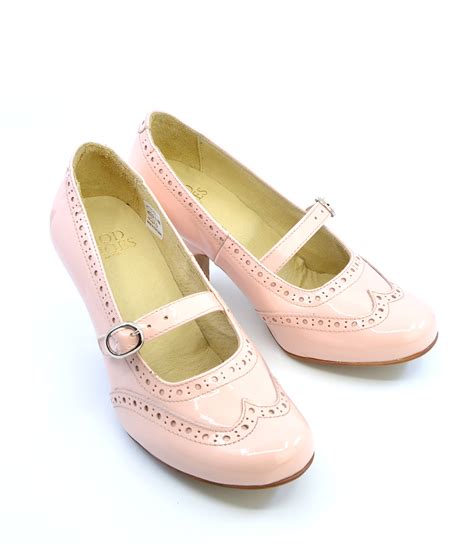 The Penny Pink Patent Leather Mary Jane Vintage Retro Ladies Shoes Mod Shoes
