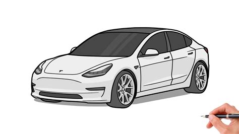 How To Draw A Tesla Model Drawing Tesla Model Performance Car Youtube