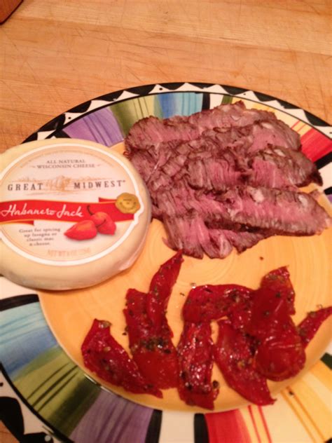 Heat a large skillet over medium heat. Grilled marbled flat iron steak with roasted red peppers ...