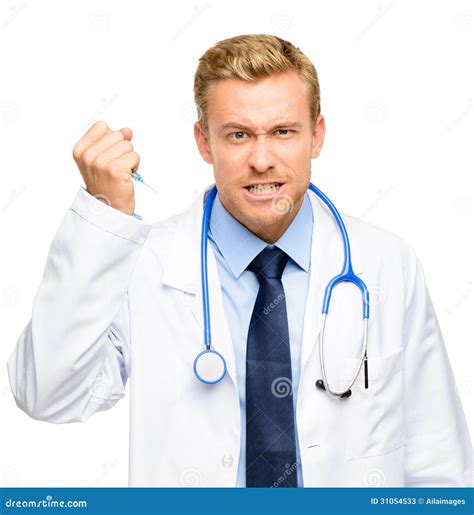 Crazy Doctor Waving Stethoscope Overhead Stock Photo Cartoondealer
