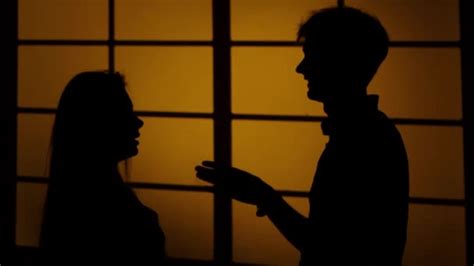 Couple Fighting At Home Relations With Quarrels Silhouette Close Up