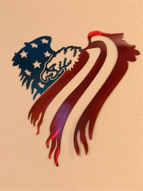 American Eagle Metal Flag Metal Wall Art Etsy