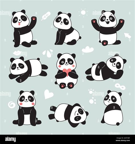 Panda De Dibujos Animados Oso Panda Lindo Animales Bebés Felices
