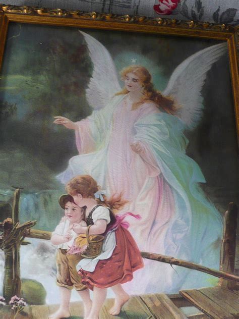 Guardian Angel Watching Over Two Children On A Bridge 1980s