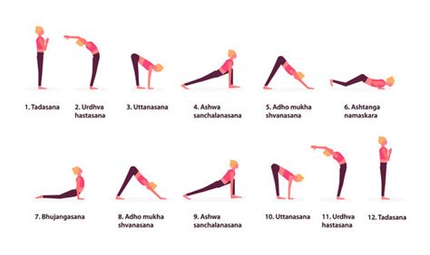Surya Namaskara Sequence Infographic Chart Yoga Stock Vektor Hot Sex Picture
