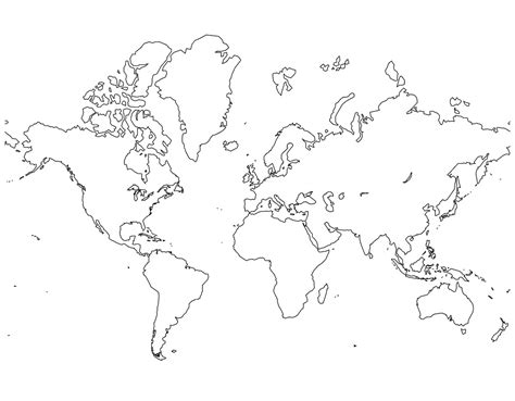 Desenhos De Mapa Em Branco Do Mundo Para Colorir E Imprimir