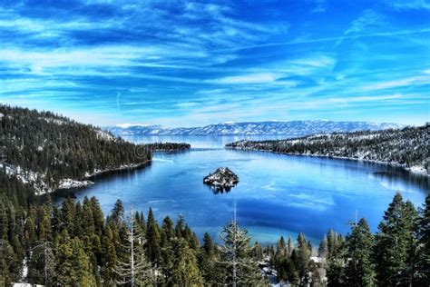 Lake Tahoe In The Sierra Nevada Mountains Stock Image Image Of Bridge
