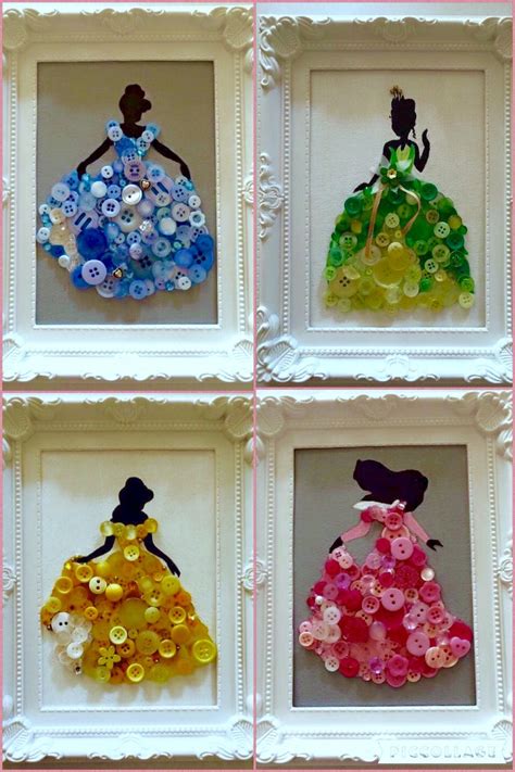 Diy Disney Princess Button Art Button Crafts Crafts Disney Diy