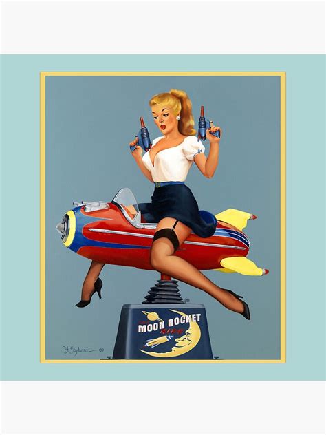 pin up girl moon rocket ride blue throw pillow for sale by fiona stephenson redbubble