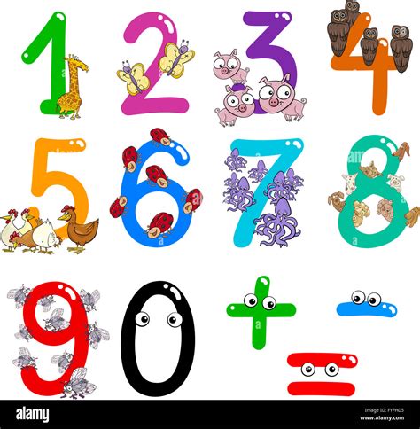 Zahlen Mit Comic Tiere Stockfotografie Alamy