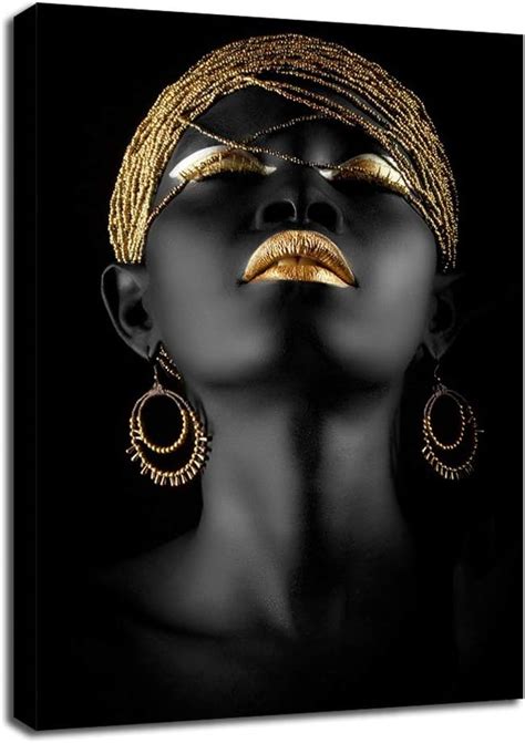 Amazon Com Rwing Black And Gold Nude African Woman On Canvas Posters