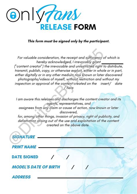 Onlyfans Release Form Template