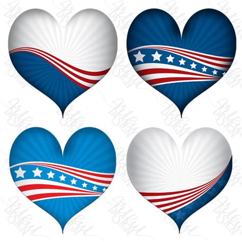 Patriotic Hearts Patriotic Heart Png Fourth Of July Heart Etsy