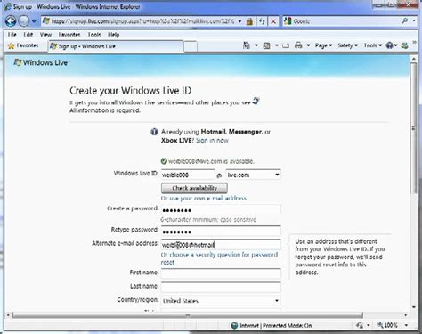 How To Create A Windows Live Account Youtube