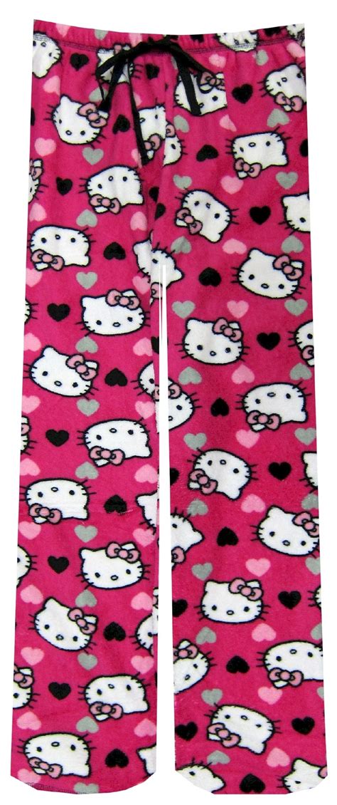 Pink Hello Kitty Pajama Pants With Hearts On Them