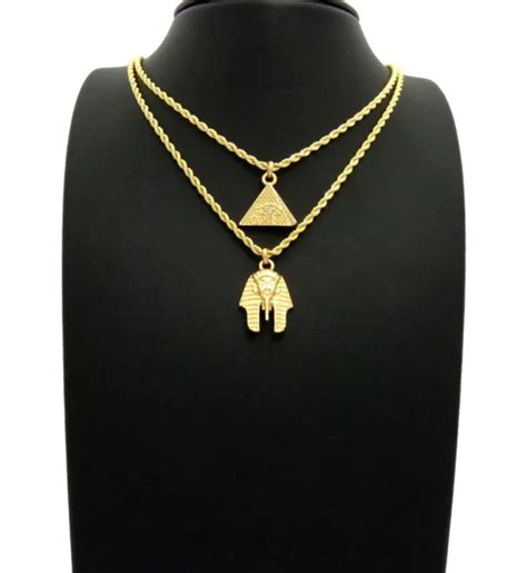 egypt mini pyramid pharaoh pendant 20 24 rope chain 2 necklace set rc2434g 18 99 picclick