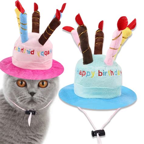 1pc Cute Plush Birthday Hat For Dogs Cats Cake Cap Candle Design