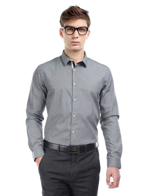 Arrow New York Men Grey Slim Fit Semi Formal Shirt