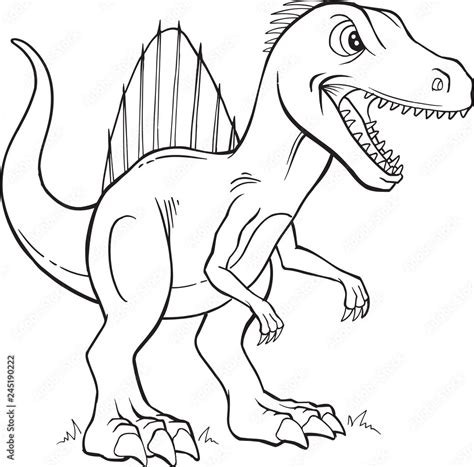 Spinosaurus Dinosaur Coloring Page Vector Illustration Art Stock Vector