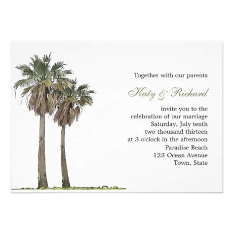 Tropical Palm Trees Wedding Invitation Palm Tree Wedding