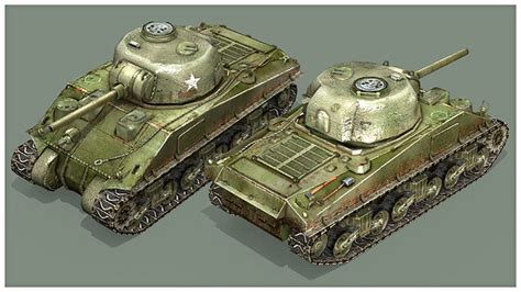 3d Model M4 Sherman Tank Vr Ar Low Poly Max Obj 3ds Fbx